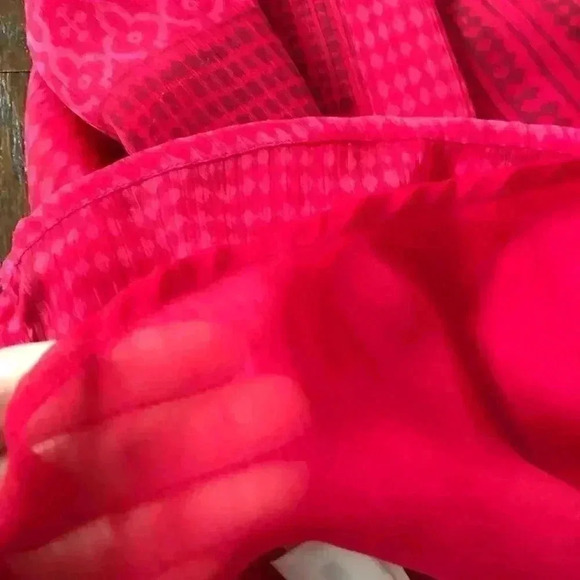 Lucky Brand Halter Neck Sheer Overlay Embroidered Multi-Pattern Pink Tank - M - Picture 7 of 10